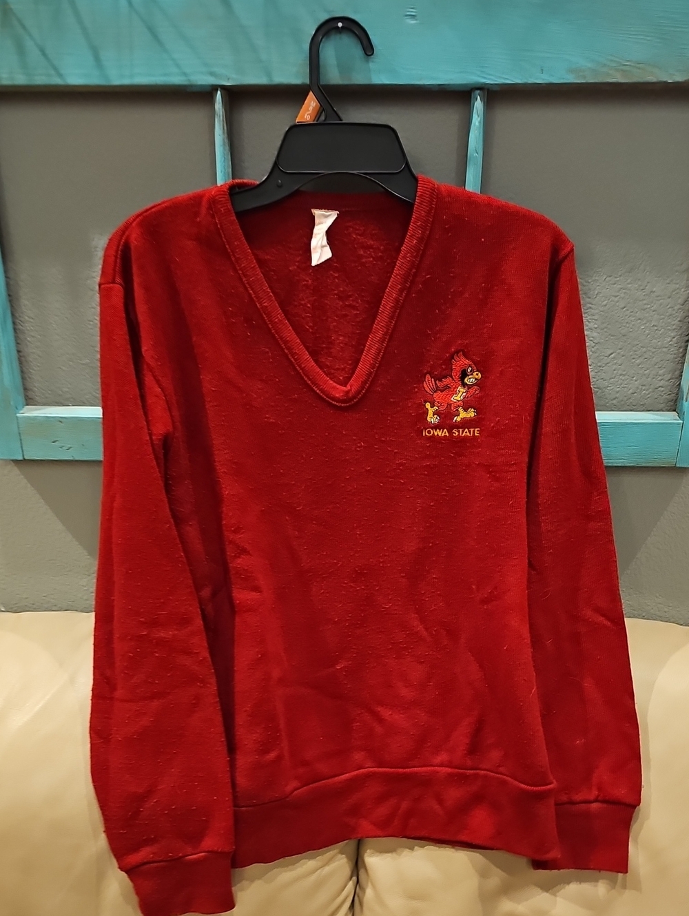 Vintage Iowa State Women's Red V-Neck Sweater